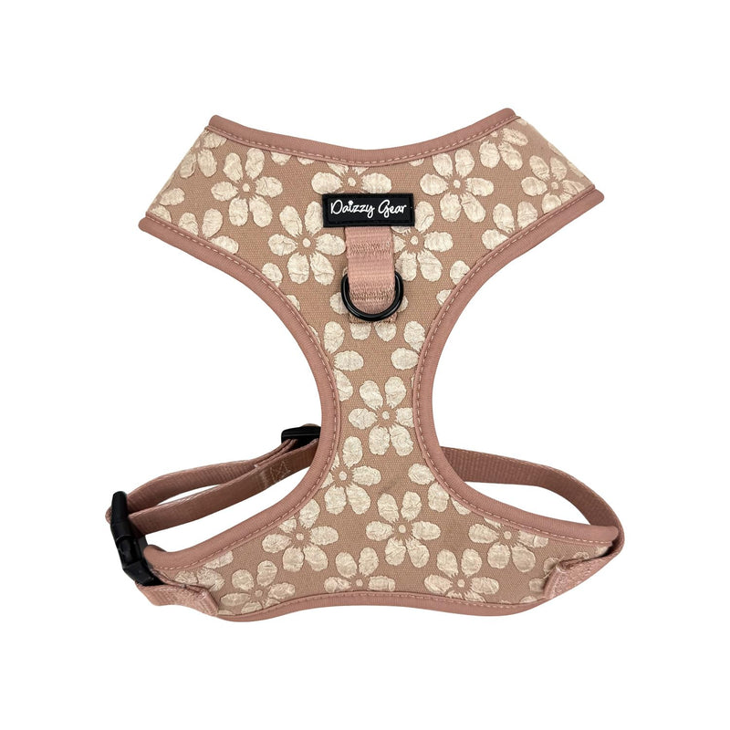Cute Large Dog Harness Set – No Pull, All Weather, Breathable Harness and Leash Set with Collar, Bandana, Sailor Bow & Poop Bag Holder – Adjustable, Soft & Stylish – Cocoa Bloom on Jacquard Fabric - PawsPlanet Australia
