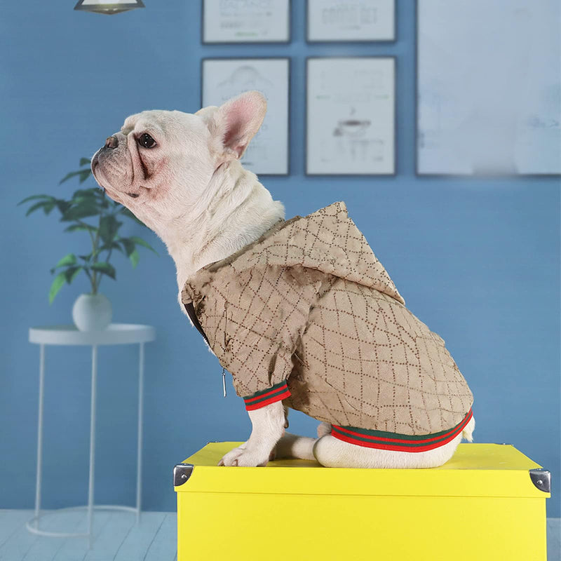 Dog Hoodie Luxury Dog Clothes Winter Puppy Jacket Classic Designer Pet Clothes Coat French Bulldog Teddy Pug Brown XXL