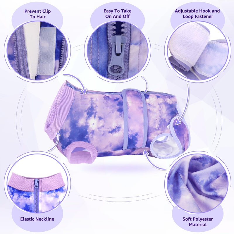 Lukovee Recovery Suit for Dogs, Zipper On Recovery Suit for Female Male Dog, Onesie Abdominal Wounds Cone E-Collar Alternative Prevent Licking Spay Recovery Suit (Medium, Purple Tie-dye) Medium