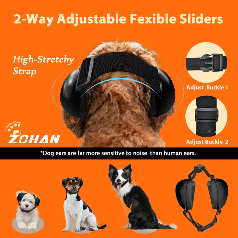ZOHAN Dog Ear Muffs for Noise Protection, Comfort Dog Noise Cancelling Ear Muffs with Fast Snap Lock for Fireworks, Thunder, Vacuums Black-m - PawsPlanet Australia