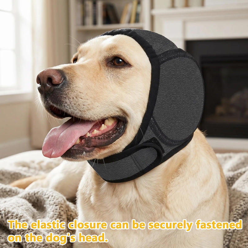 Dog Ear Protectors for Dogs, Waterproof Adjustable Dog Snood Ear Muffs Noise Protection Calming Hood for Grooming Bathing Swimming Anxiety Relief, Pet Ear Covers (L) L