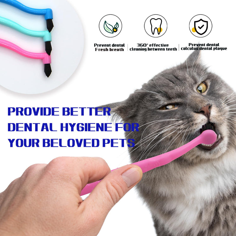 Dual Sided cat Toothbrush, Finger Toothbrush with Micro Head for Small to Large Dogs & Cats (Black, Small Round) - PawsPlanet Australia