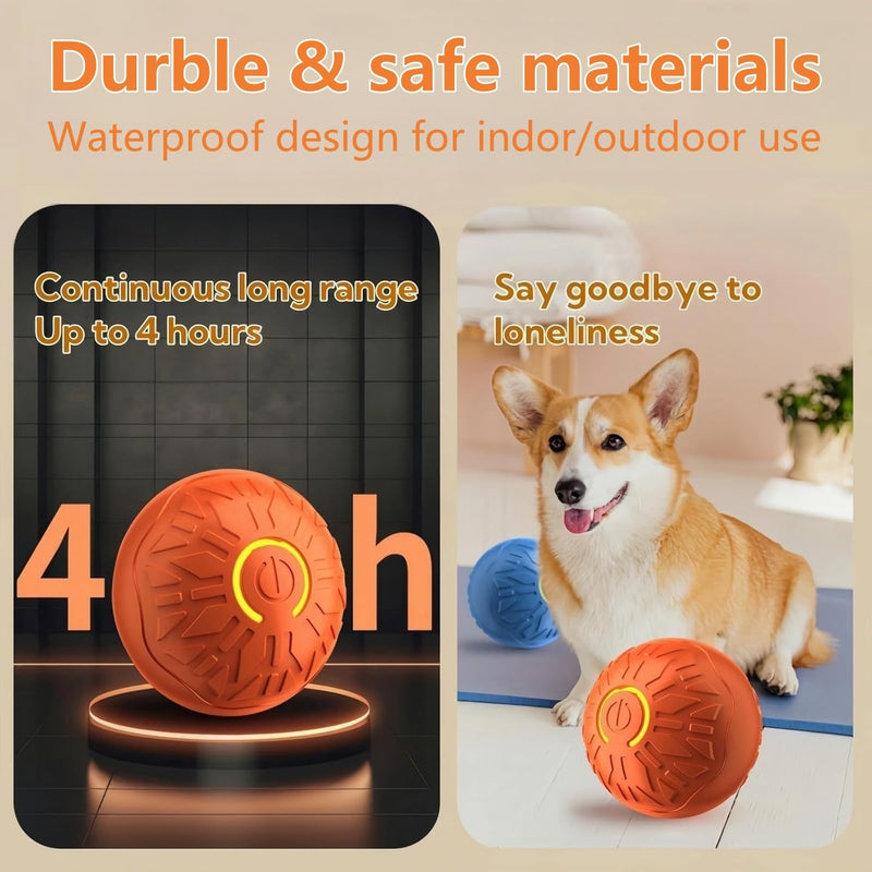 Interactive Dog Ball, Activated Automatic Rolling Ball for Dog, Self Moving Vibrating Smart Jumping Automatic Moving Bouncing and Rotating Balls for Pets (Blue/Orange) Blue/orange - PawsPlanet Australia