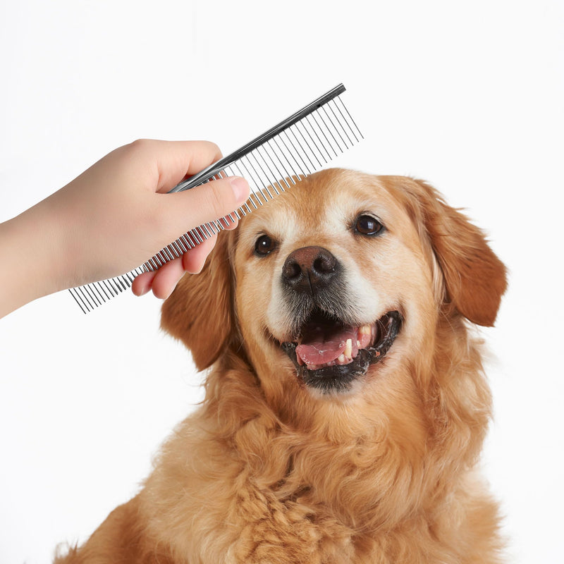 uxcell Metal Dog Comb with Rounded Teeth, 1 Pack Pet Hair Care Tool Dog Grooming Comb for Removing Tangles and Knots, Pet Comb for Long and Short Haired Dogs and Cats, 7.3IN - PawsPlanet Australia