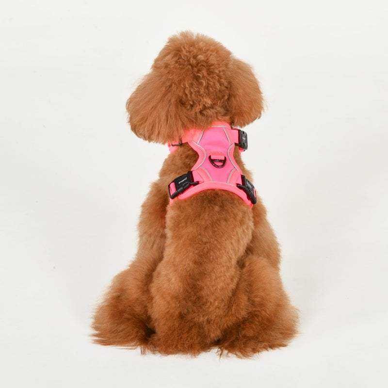 Puppia Neon Dog Harness H Sturdy Adjustable Neck and Chest Reflective Front and Back D-Ring for Small and Medium Dogs, Pink, Medium PINK_NEON - PawsPlanet Australia