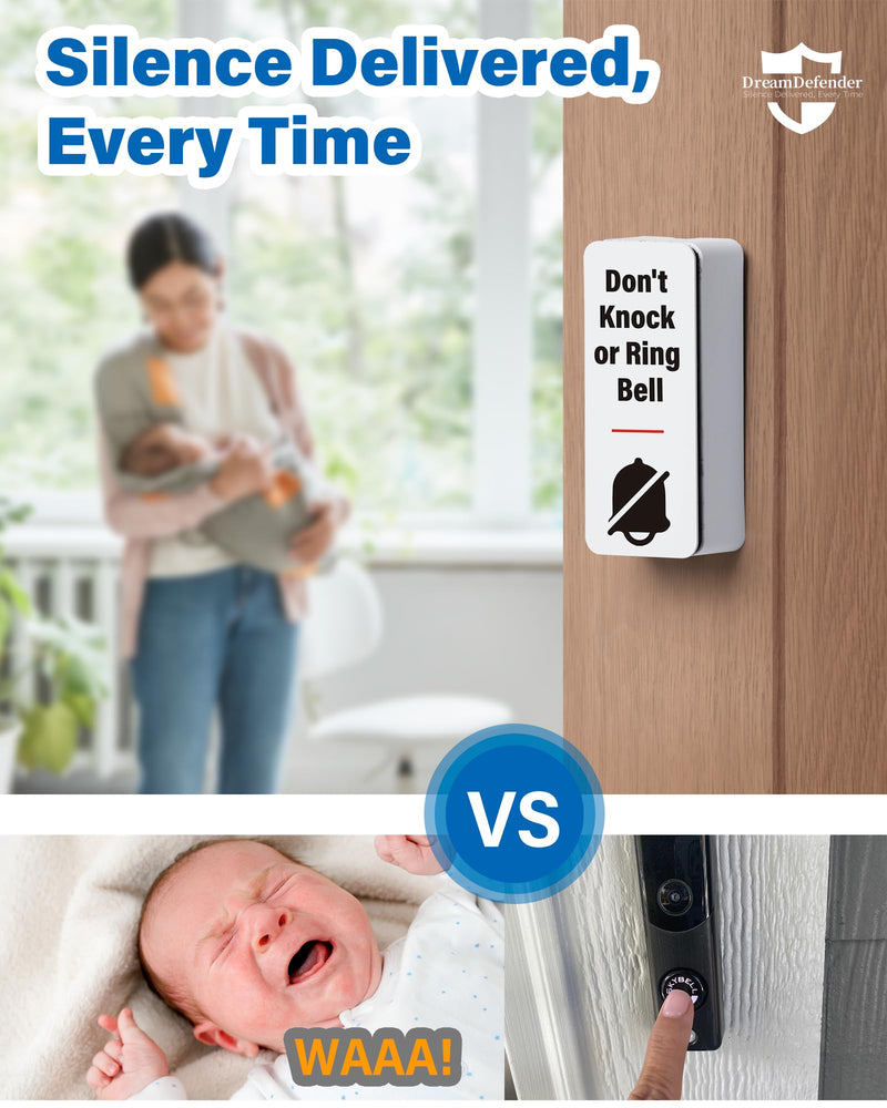 NapDefender Doorbell Cover Doorbell Button Cover, Dont Ring Doorbell Sign-Do Not Ring Doorbell Sign Please Do Not knock, No Solicitation Solutions for Uninterrupted Nap, Baby Sleep, Dog Barking White - PawsPlanet Australia