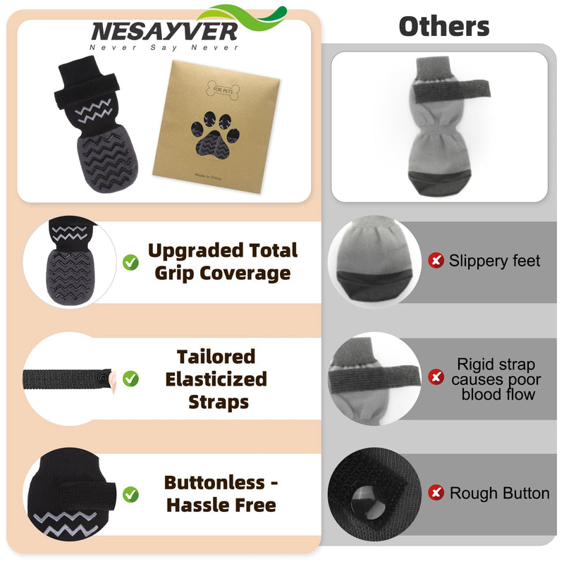 Dog Socks Shoes for Hot Pavement to Prevent Licking Paws, Summer Anti Slip Pet Booties with Grip Traction Control for Hardwood Floors, Grippy Boots & Paw Protectors for Small Medium Large Senior Dogs Black Large (Paw Width: 3") - PawsPlanet Australia