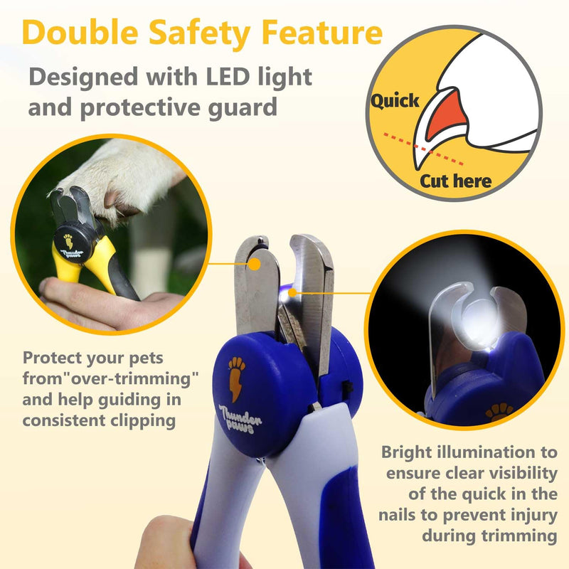 Professional-Grade Dog Nail Clippers with Protective Guard and Safety Lock (Medium to Large Breeds) (Blue, Medium to Large Breeds (LED)) Blue Medium to Large Breeds (LED)