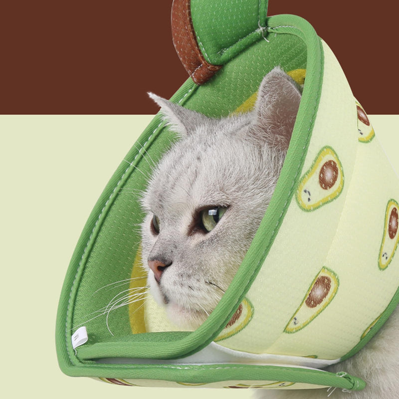 Cat Cones | Soft Cat Neck Cone with Cute Animal Pattern - Cat Donut for Cats and Dogs, Dog Neck Donut, Kitten Cone, Dog Cone, Prevent Biting and Stop Wound Licking Povanjer Avocado M