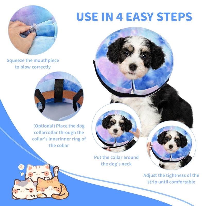 Inflatable Dog Recovery Collar, Dog Cone Collar for After Surgery, Prevent Dogs from Biting & Scratching Wound E-Collars to Help with Healing Soft Pet Recovery Collar Does M+ purpleblue - PawsPlanet Australia