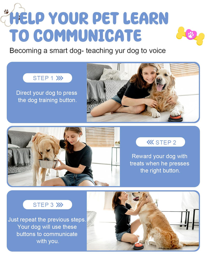 Dog Buttons for Communication, 6 Pcs Dog Talking Button Set, 30s Voice Recordable Pet Training Buzzer, Speaking Buttons for Cats & Dogs with Waterproof Dog Activity Mat and 24 Scene Stickers 6 Pack - PawsPlanet Australia