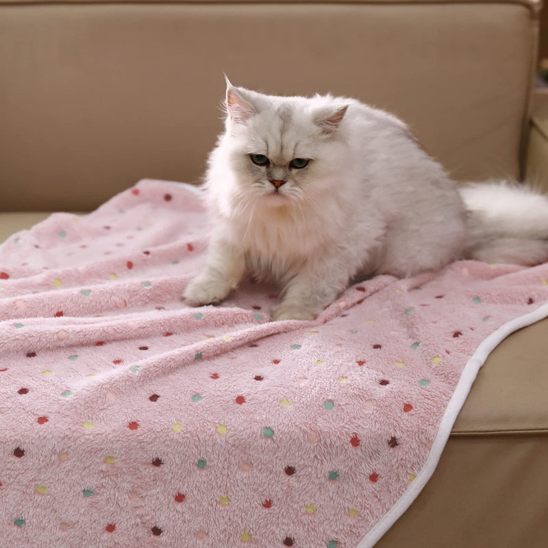 1 Pack 3 Blankets Super Soft Cute Dot Pattern Pet Blanket Flannel Throw for Dog Puppy Cat Dot (Large(41x31), Beige/Brown/Pink) 41x31 inch (Pack of 3) - PawsPlanet Australia