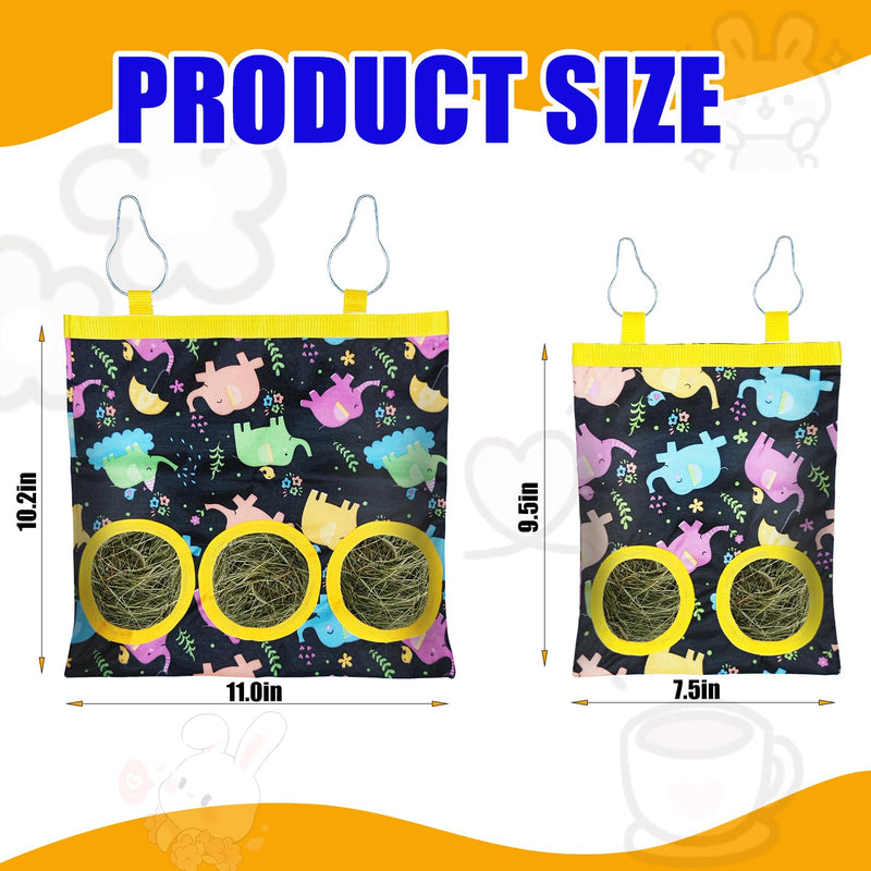 2 Pcs Rabbit Hay Feeder Bag, Hanging Hay Feeder for Small Pets - Guinea Pigs, Rabbits, Chinchillas, Hamsters - Washable Bunny Hay Bag with 2&3-Hole Design (Elephant) elephant - PawsPlanet Australia
