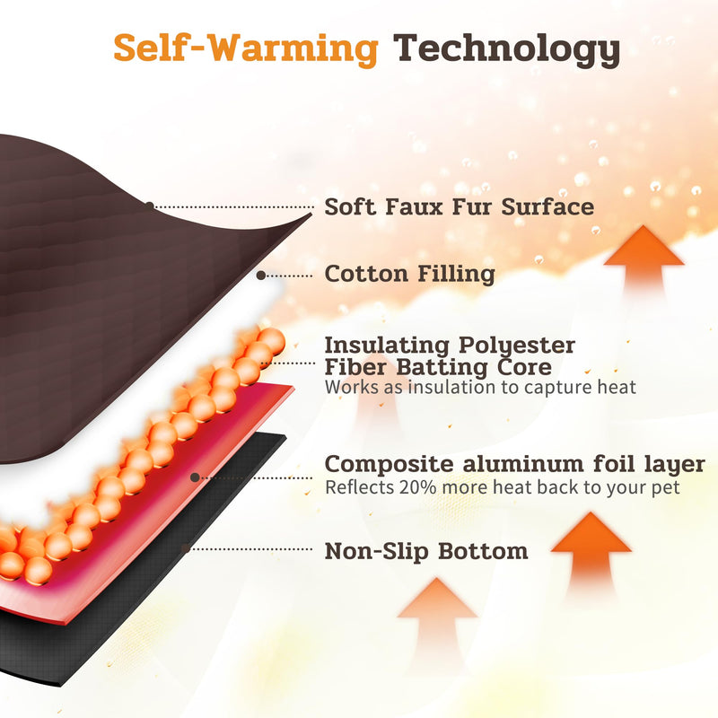 NWK Fluffy Self Warming Cat Mat, Cat Blanket, Thermal Dog Mat, Washable, Non-Slip Bottom for Sofa & Crate & Kennel & Car Seat (Coffee Brown, X-Large (45'' X 28'' X 0.4'')) Coffee Brown X-Large (45'' X 28'' X 0.4'') - PawsPlanet Australia