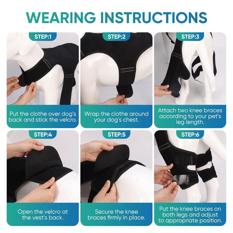 Dog Knee Brace for Back Leg Hind Leg ACL Dog Brace Support Adjustable Double Dog Leg Brace with Stabilizers, Helps with Torn CCL, Luxating Patella, Ligament Injuries,L L Black 1