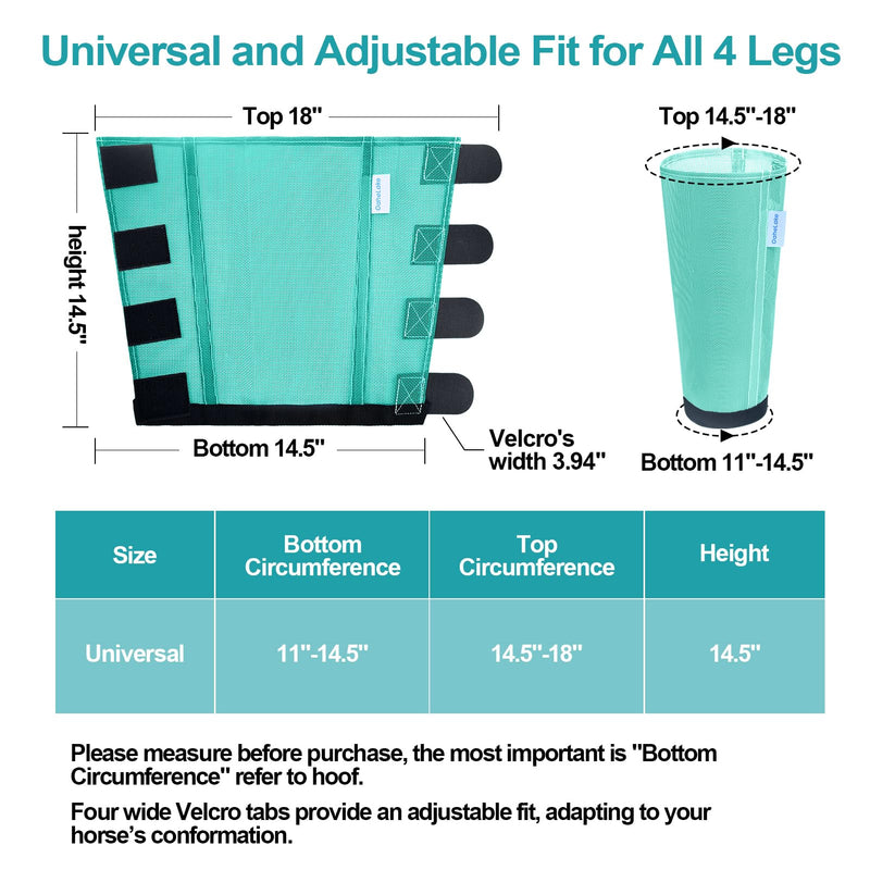Mesh Horse Fly Boots Set of 4, Loose Fitting Leggings for Horses, Reduce Stressful Stomping, Breathable Adjustable and Universal Fit for 4 Legs, Reliable Stay Put (Mint) Mint