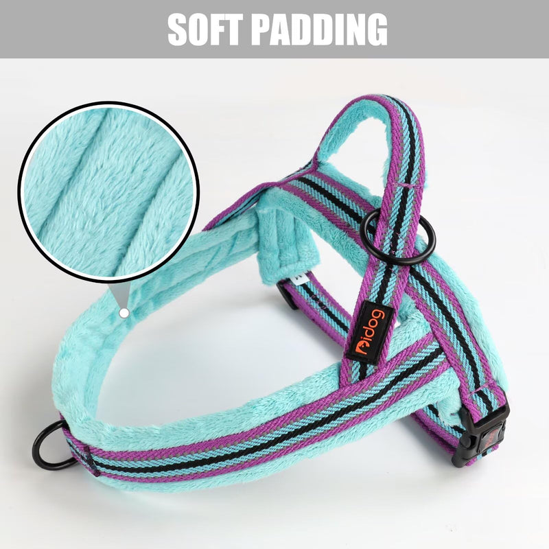 Didog Soft Flannel Padded Dog Vest Harness, No Pull/Quick Fit Reflective Dog Strap Harness, Easy for Training Walking (XS:Chest 15-18", Mixed-Blue) XS:chest 15-18" - PawsPlanet Australia