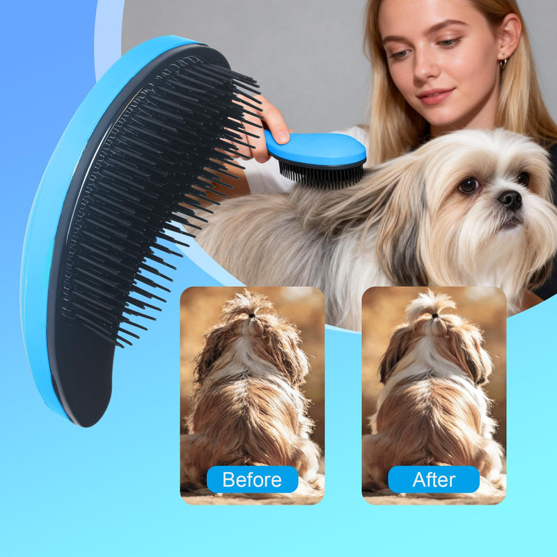 Small Dog Brush- Grooming Tool for Teddy, Yorkies, Maltese, Shih Tzu, Chihuahua - Puppy Hair Brush (Blue) Blue - PawsPlanet Australia