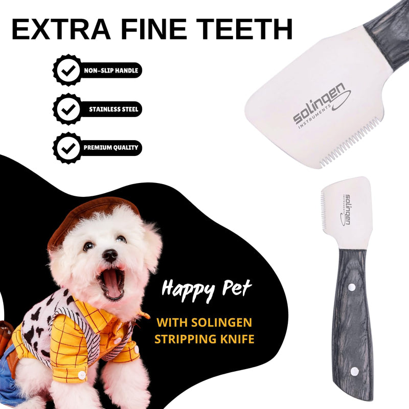 Professional Stripping Knife Kit (7 Pieces Set) for Dogs & Pets – Right-Handed, Wooden Handle Grip with Stainless Steel Blade – Grooming Tool for Removing Loose Fur & Enhancing Coat Health - PawsPlanet Australia