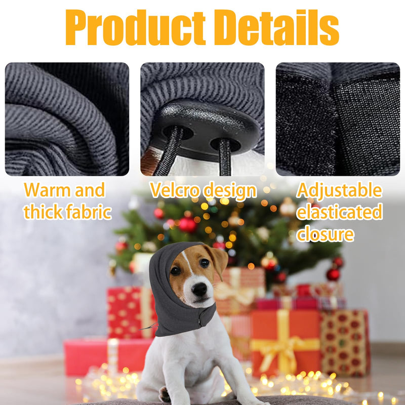 YNR Dog Snood Ear Protector, Noise Protection Calming Hood, Winter Hat, Comfort Dog Ear Muffs, Grey, Size S