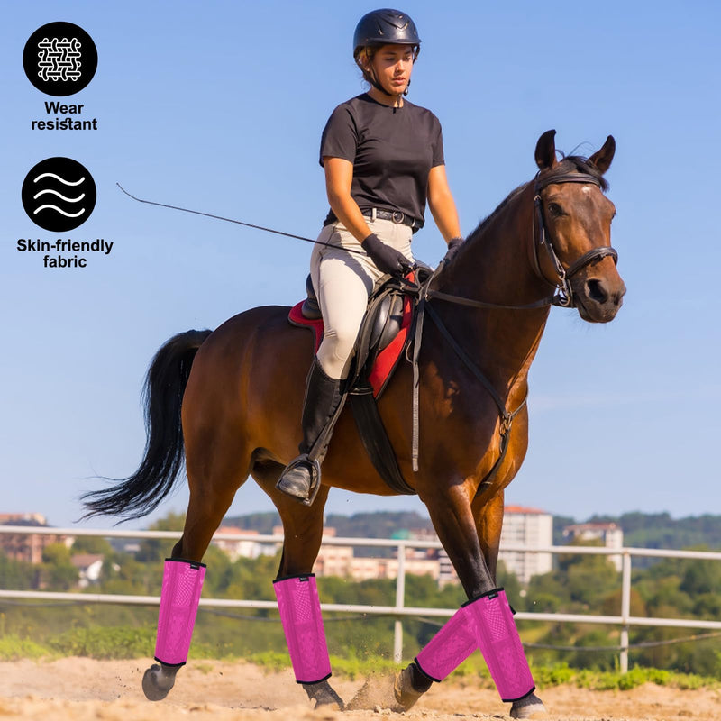 Horse Fly Boots, Breathable Mesh Protection Set of 4, Comfortable Pony Leggings, Breathable Mesh Design, Equines Supplies for Reduce Stomping, Hoof Damage & Leg Fatigue (Rose Red, Large) Rose Red Large (For average horses) - PawsPlanet Australia