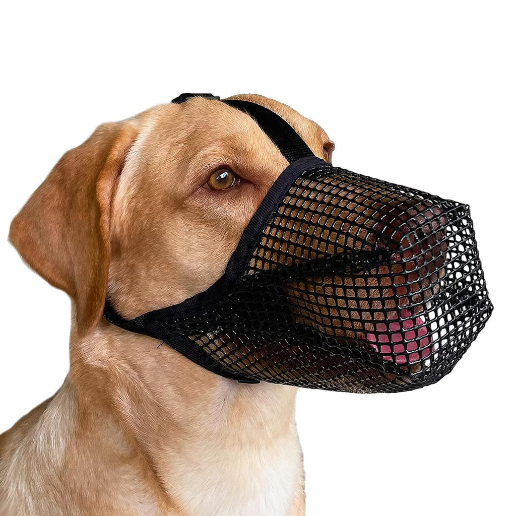 Dog Muzzle - Puppy Muzzle Bait Protection Muzzle with Adjustable Strap-Prevent Biting Chewing and Licking -Soft Mesh Covered Muzzles for Small/Medium/Large Dogs(M) Medium