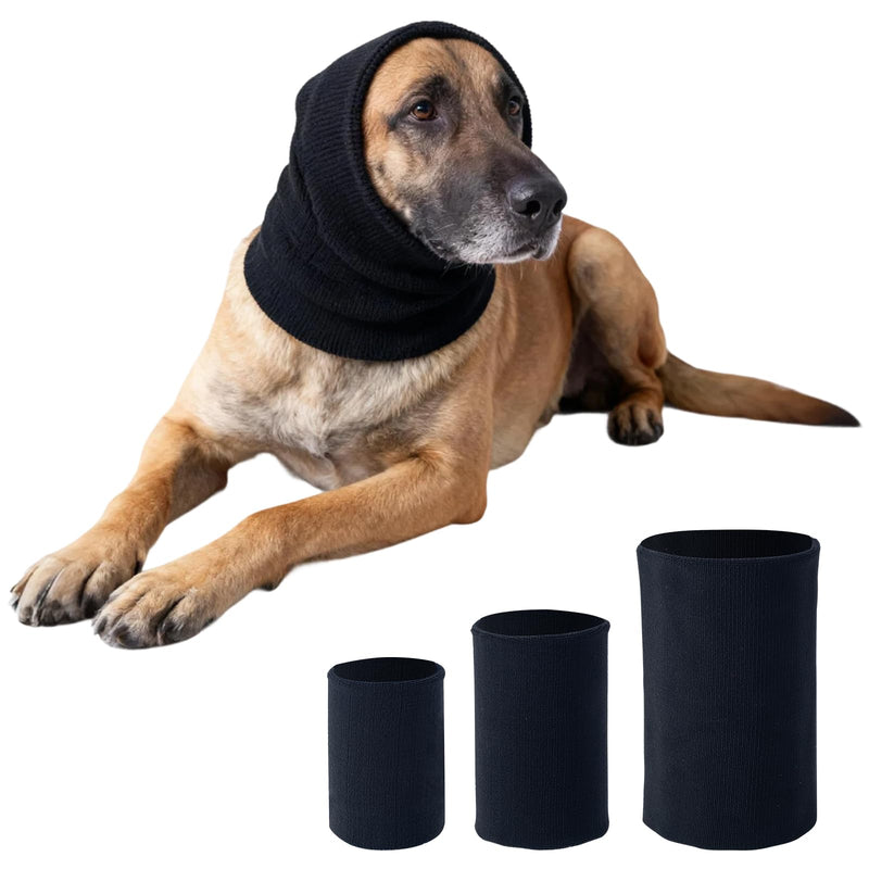 3 Pack Dog Calming Ear Cover for Small, Medium, Large Sizes, Soft & Stretchy Pet Anxiety Relief Hoodie Dog Cat Ear Muffs Noise Reducing for Thunder,Fireworks,Grooming Drying (Black) Black