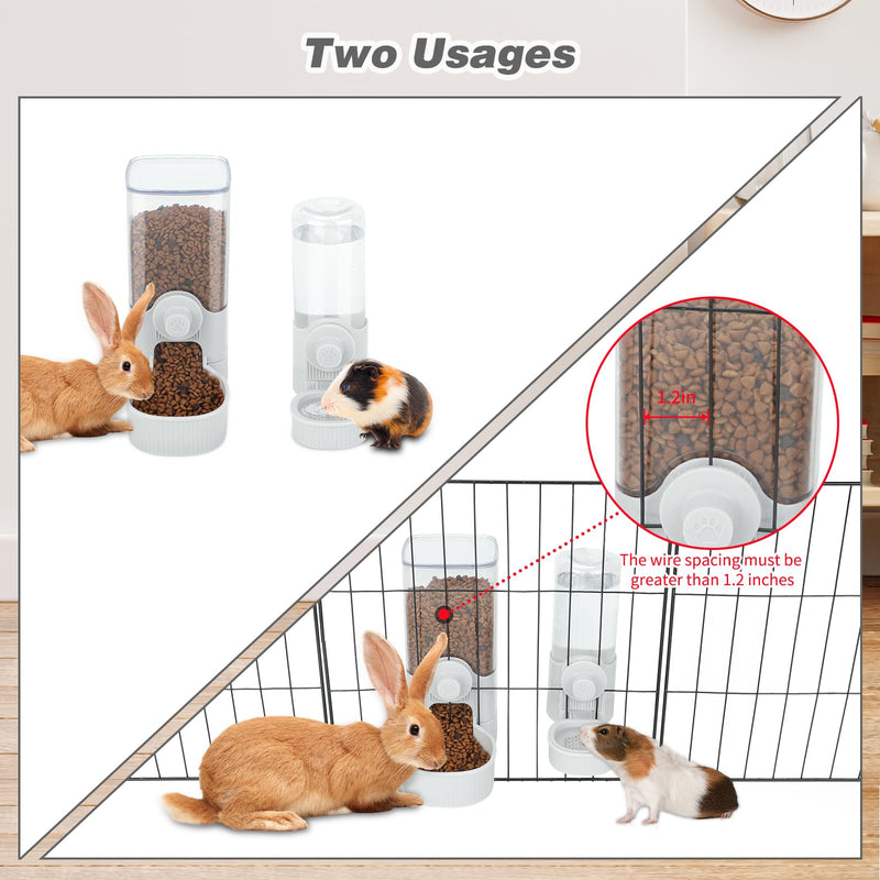 YUEPET Rabbit Food Water Dispenser, Large Capacity Bunny Feeder for Cages Automatic Rabbit Water Dispenser Suitable for Rabbits Ferrets Guinea Pigs Small Animals(Grey) Grey - PawsPlanet Australia