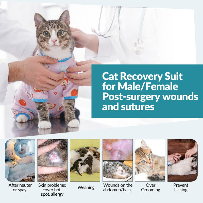 ROZKITCH Surgery Suit for Cats Female After Spayed, Breathable Cat Spay Recovery Suit for Belly Abdominal Wounds Anti-Licking Stops Wound Licking After Surgery, Purple M M(Back Length:11")