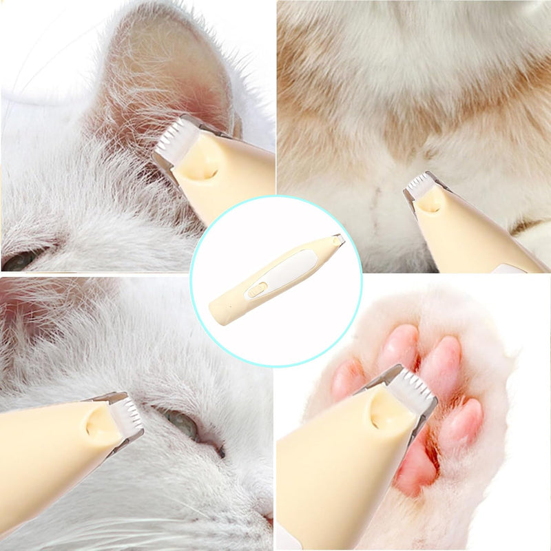 Ultra-Quiet Dog & Cat Paw Trimmer - LED Light Pet Foot Hair Remover, Safe Grooming Clippers for Paw Pads Yellow