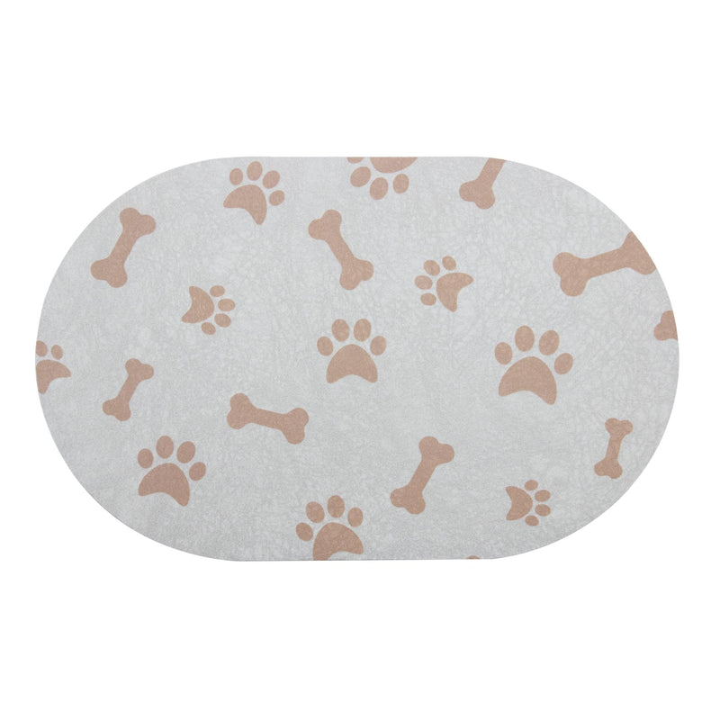 YCT Dog Food Mat - Cat Dish Mat Dog Bowl Mat - No Stains Easy Clean Dog Mat for Food and Water - Absorbent Quick Dry Pet Mat, 11.8"x18.1" Beige 18.1 x 11.8 inches Beige（Oval） - PawsPlanet Australia