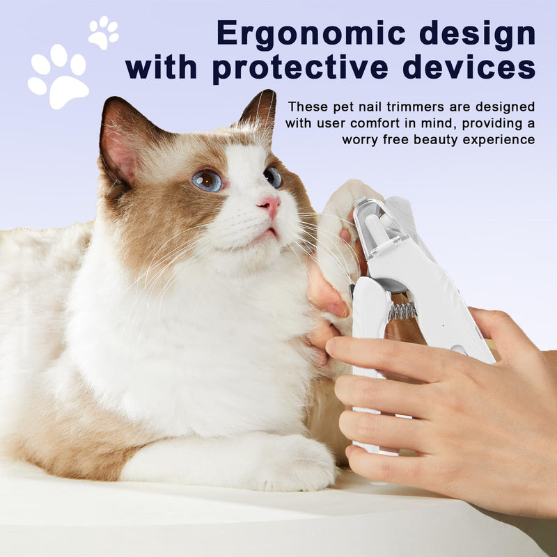 2-in-1 Dog Nail Trimmer & Grinder - 2 LED Lights, Ultra-Quiet, USB Rechargeable, Multiple Grinding Methods & Splash Guard, Nail Clippers for Small/Medium/Large Dogs & Cats (White) White - PawsPlanet Australia