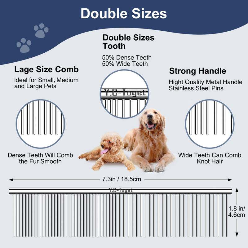 Slicker Dog Brush and Comb Grooming Kit for Dogs – Extra Long Pin Slicker for Long haired Dogs, Detangling Dematting & Grooming Brush for Goldendoodles & Poodles, Reduce Shedding, for Home Use