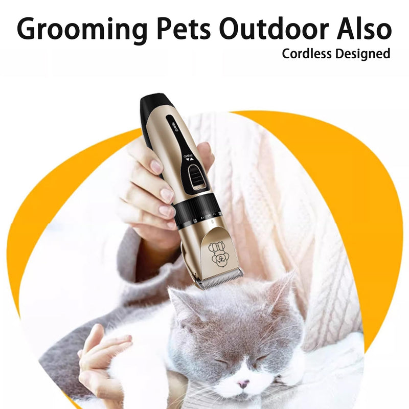 Dog Clipper Low Noise, Rechargeable Cordless Dog Hair Trimmer, Electric Pet Shaver, Paw Trimmer for Dogs Cats Champagne Gold - PawsPlanet Australia