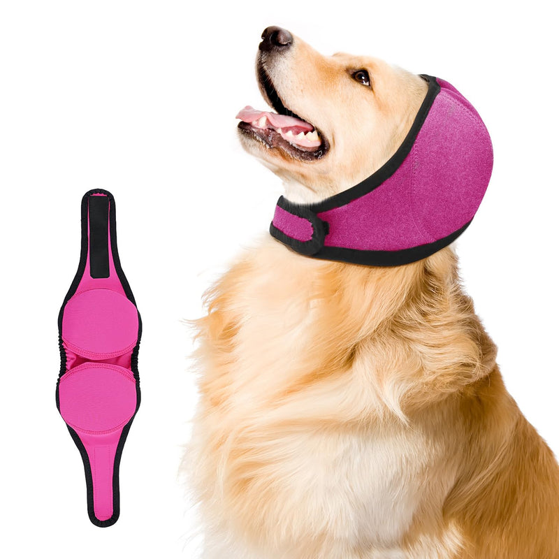 Upgraded Dog Ear Muffs for Noise Protection & Bath, NoShake EarWrap for Hematoma Prevention, Drying & Anxiety Relief, Elastic Waterproof Dog Ear Protector with Soundproof Sponge (Pink, Medium)