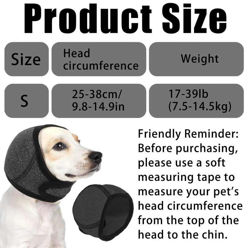 Dog Ear Protectors,Waterproof & Warm Noise-Reducing Calming Hood,Black Adjustable Dog Ear Defenders for Grooming,Bathing and Swimming,Dogs Ear Covers for Noise Thunder Fireworks,Size S