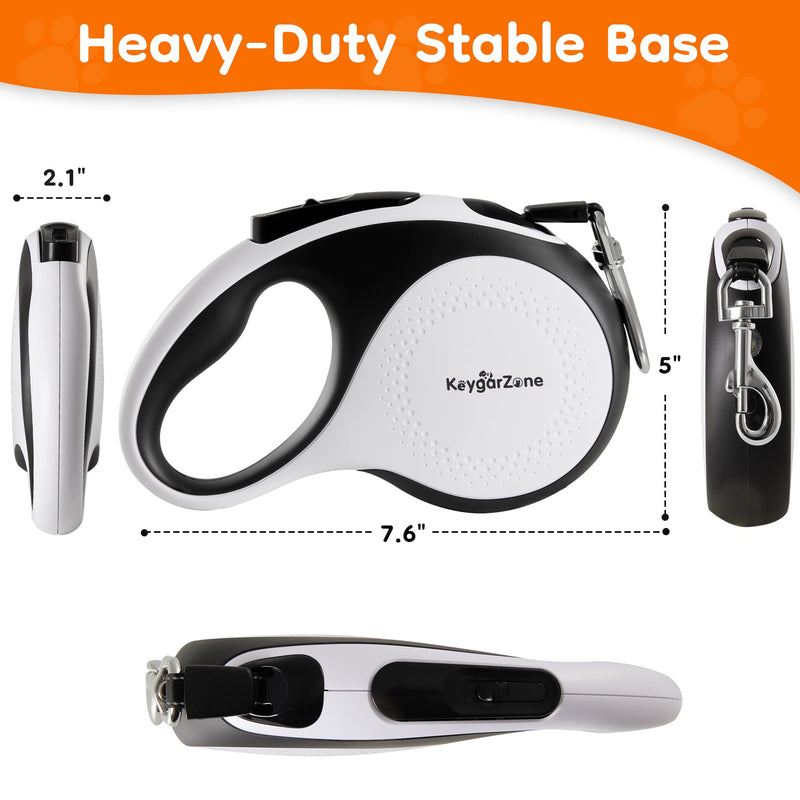Retractable Dog Leash for Large Dogs with LED Light, 16.4ft Long Pet Leash up to 110lb Pull, 360° Tangle-Free One-Button Control for Small & Large Dogs & Cats, with Charging Cable, White - PawsPlanet Australia