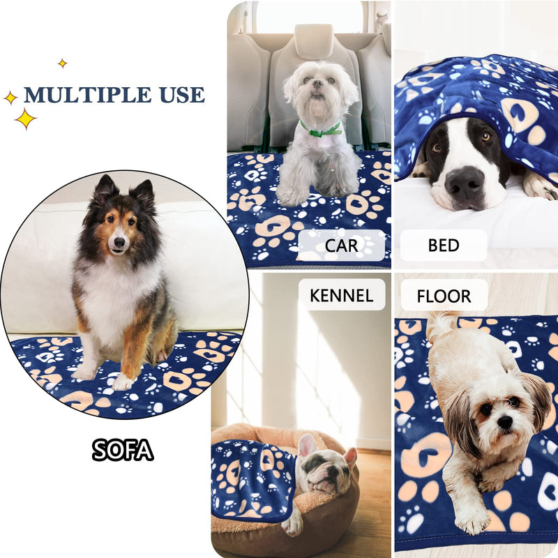 Dog Blanket, Soft Fleece Dog Blankets for Large Dogs, Fluffy Flannel Pet Cat Puppy Blanket Mat Cover for Bed Couch, Cute Paw Print Throw Blanket for Dogs, Blue 60"X50" 60" X 50" - PawsPlanet Australia