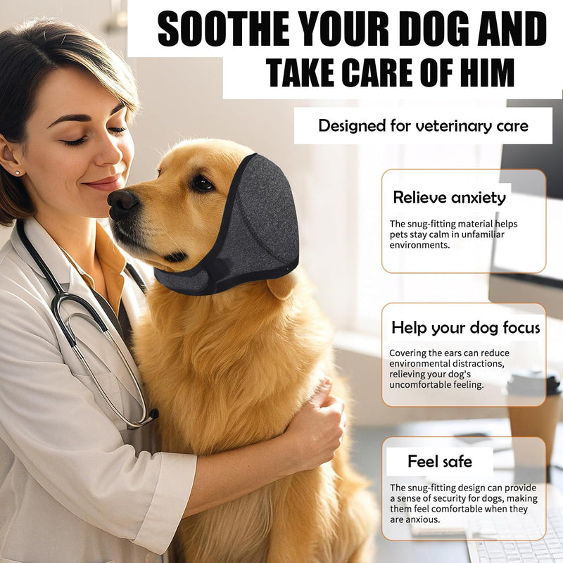 Waterproof Dog Head Guard with Ear Cover, 25-38 cm Head Circumference, Bathing, Swimming, Earmuffs, Size S, 7.5-17.5 kg, Grey