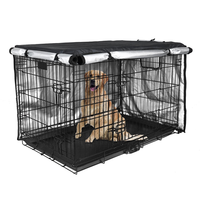 Dog Crate Cover 36 inch - Double Door, Dog Kennel Indoor, Waterproof Dog Kennel Cover with Air Vent Window, for Indoor/Outdoor Most Wire Dog Crate(Black) 36.0"L x 23.0"W x 25.0"H Black - PawsPlanet Australia