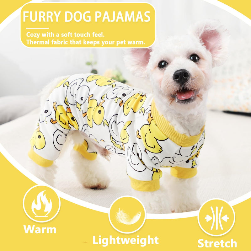 Fall Dog Pajamas Sweaters for Small Dogs Fleece Dog Onesie Stretchy Puppy Sweater Warm Small Dog Clothes Dog Pjs Pet Apparel,XXS Dog Clothes,Yellow Duck XX-Small Yellow Duck - PawsPlanet Australia