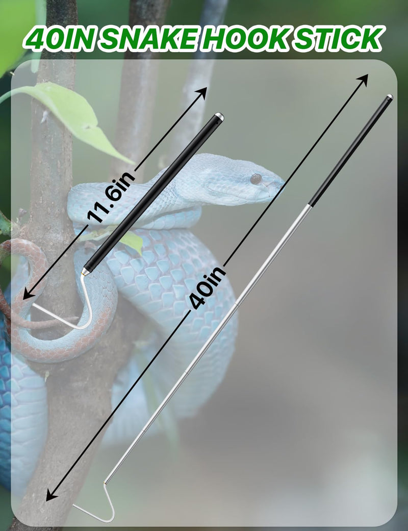 Snake Hook 40" – Telescopic Stainless Steel Reptile Grabber Stick for Safely Handling Snakes and Lizards, Lightweight & Portable Catcher Tool - PawsPlanet Australia