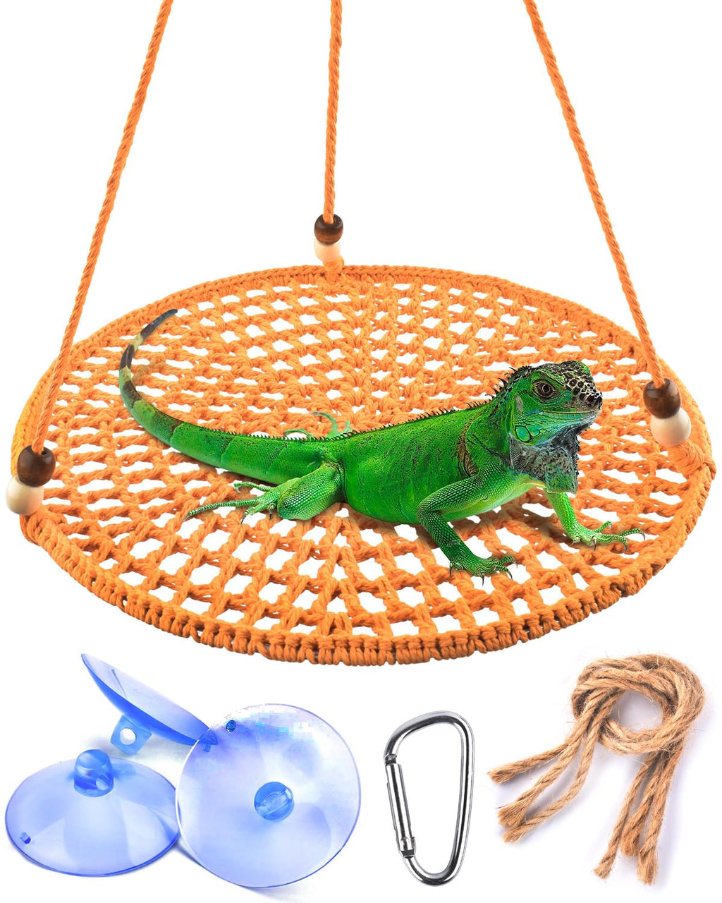 KATUMO Reptile Hammock, Bearded Dragon Hammock Reptile Swing Bed Reptile Lounger Terrarium Hanging Hammock for Bearded Dragon Lizard Snake Gecko Chameleon Parrot Hamster Small Pets Orange