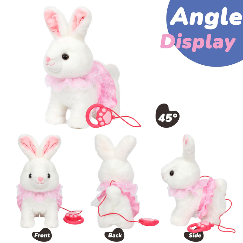 Hopearl Hopping Bunny Interactive Electronic Rabbit Toy Remote Control Leash Animated Pet Repeat What You Said Singing Gifts for Toddlers, White, 12'' - PawsPlanet Australia