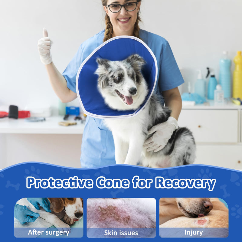 BARKLESS Dog Cone Collar, Soft Cone for Dogs After Surgery to Stop Licking, Alternative to Cone of Shame for Large Medium Small Dogs, Adjustable Elizabethan Collar, Ideal for Neuter and Wound Care Blue L