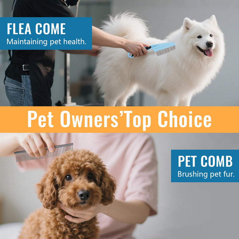 8 in-1 Dog Grooming Kit - Supplies for Short and Long Hair Dogs & Cats, Dog Brushes for Grooming, Dematting Comb for Pet, Bath Brush, Flea Comb, Pet Donditioner, Set in Blue - PawsPlanet Australia