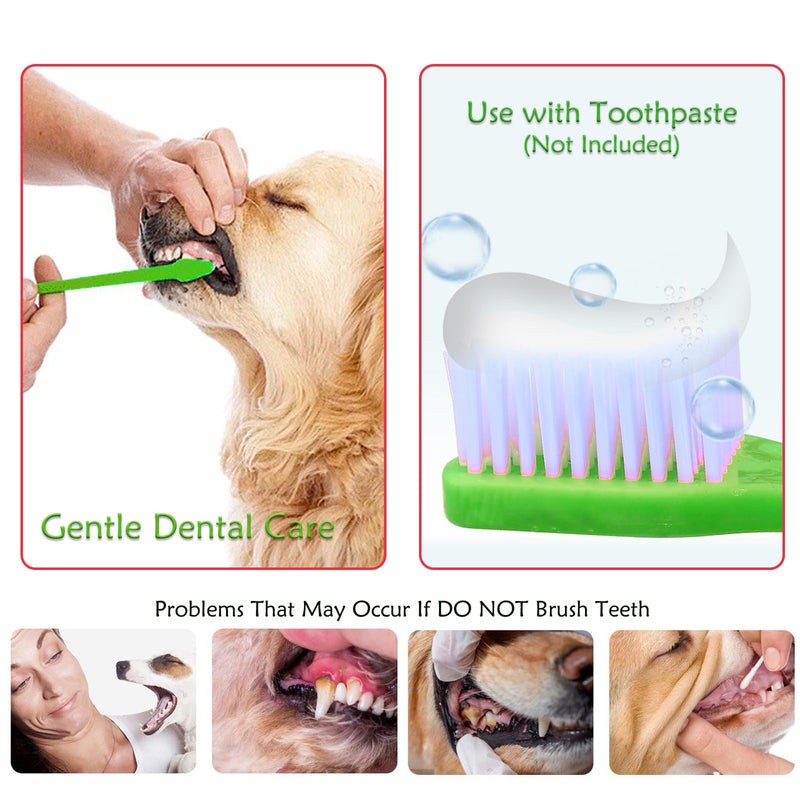 Dog Toothbrush Set, 30 Pieces Double Head Toothbrush Dog with Long Handle, Dog Toothbrush Set Dog Toothbrush for Small, Medium and Large Dogs, Cats and Pets, 4 Colors