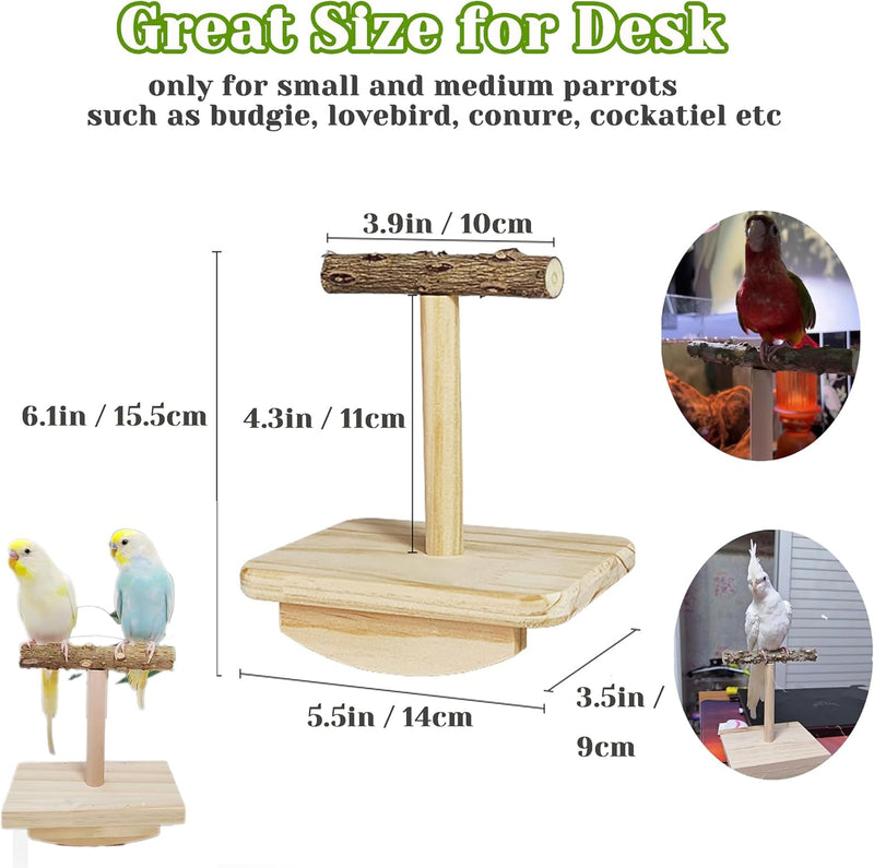 Natural Wood Bird Perch Stand Training, Intelligence Puzzle Enrichment Toys for Parakeets, Wooden Parrot Perch Platform, Bird Playground Play Stands for Conure Cockatiel (Wood, Small) - PawsPlanet Australia