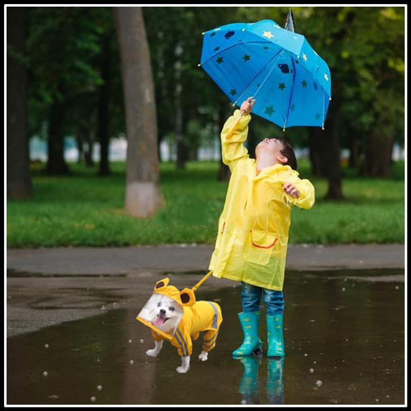 Dog Raincoat,Waterproof Dog Rain Jacket with Safety Reflective Stripe,Hooded Slicker Dachshund Doggy Dog Poncho with Leash for Dogs and Puppies Large Yellow