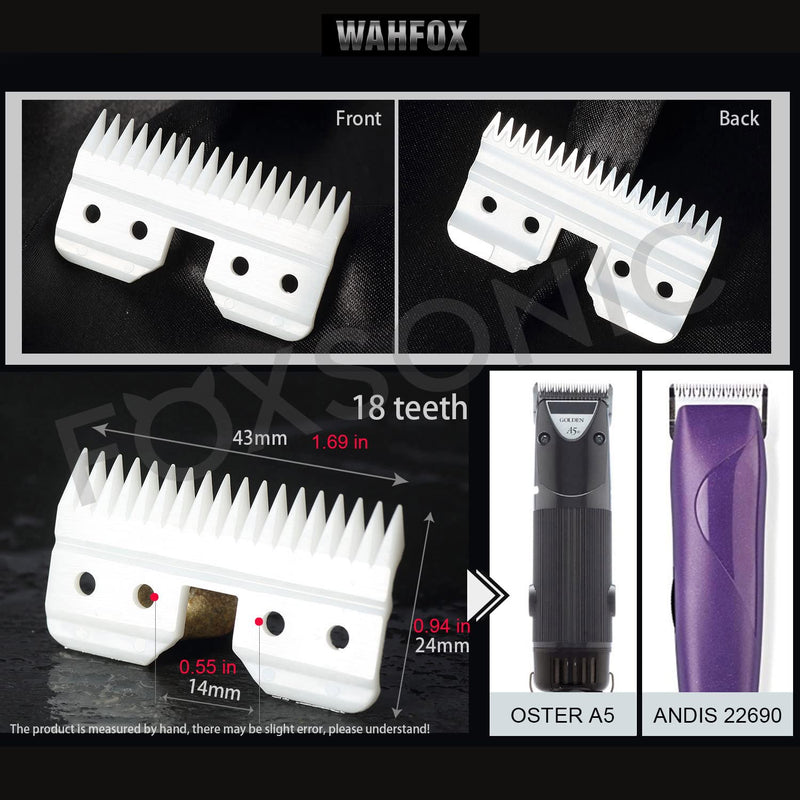 WAHFOX Ceramic Blades for Oster Fast Feed Clipper - A5 Replacement (2 pieces) 2 PCS - PawsPlanet Australia